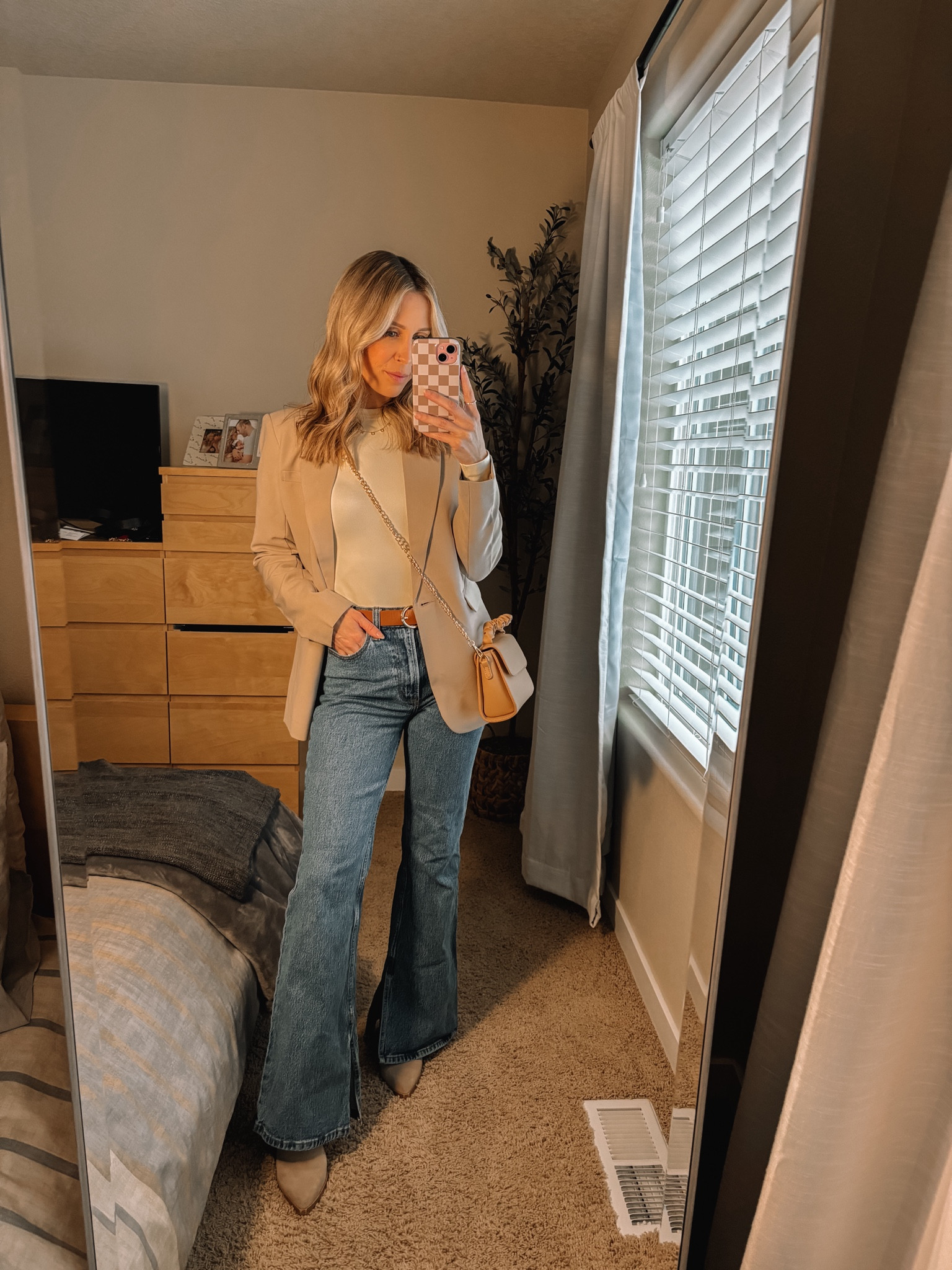 Wearing size small in bodysuit. XS in blazer. Size 25 in jeans 

#LTKstyletip #LTKsalealert #LTKSeasonal