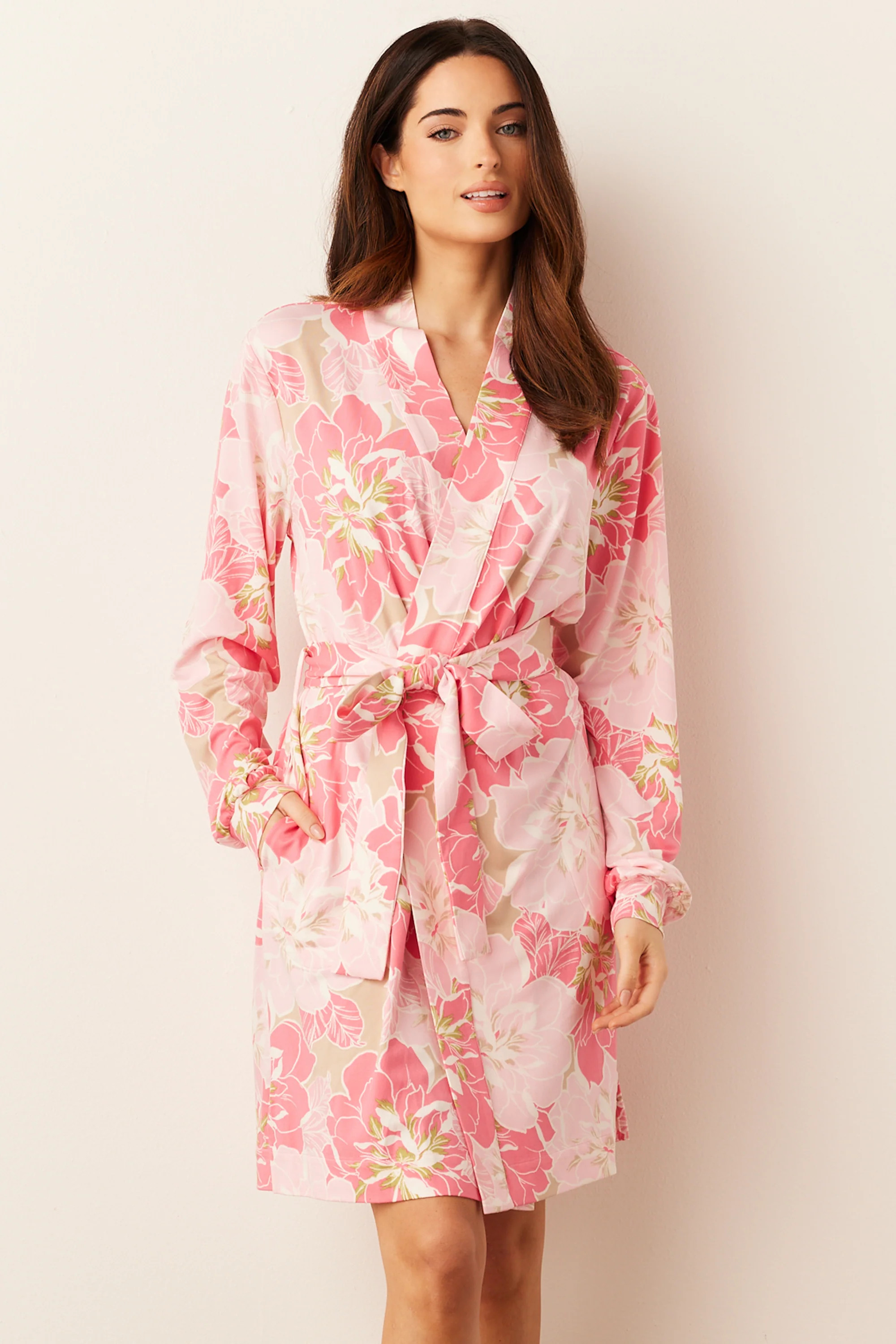 Quinn Banded Short Robe | Dahlia | MASONgrey