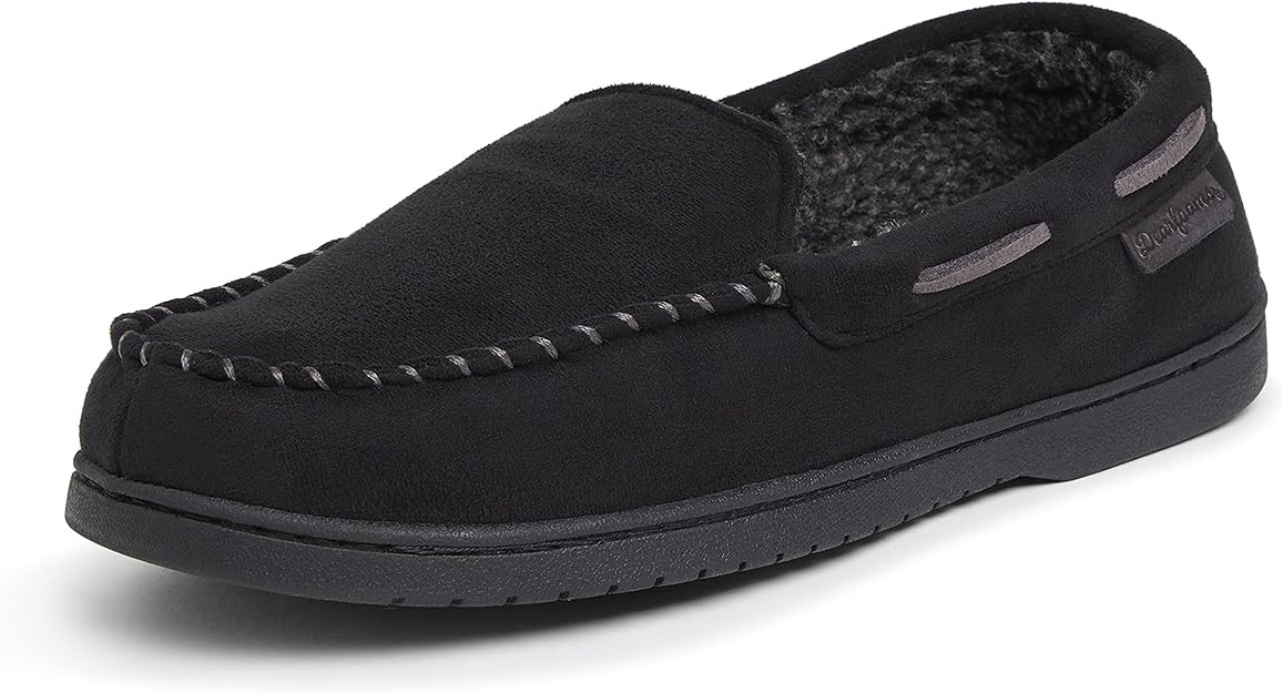 Dearfoams Men's Keaton Memory Foam Moccasin with Wide Widths Slipper | Amazon (US)
