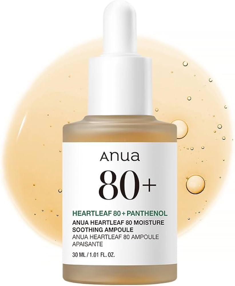 Anua Heartleaf 80 Soothing Ampoule, Hydration Facial Serum for Glass Skin, Panthenol, Hyaluronic ... | Amazon (US)