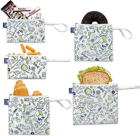 Nordic By Nature Reusable Sandwich Bag Snack Bags - Value Pack of 5 Dual Layer Lunch Baggies - Di... | Amazon (US)