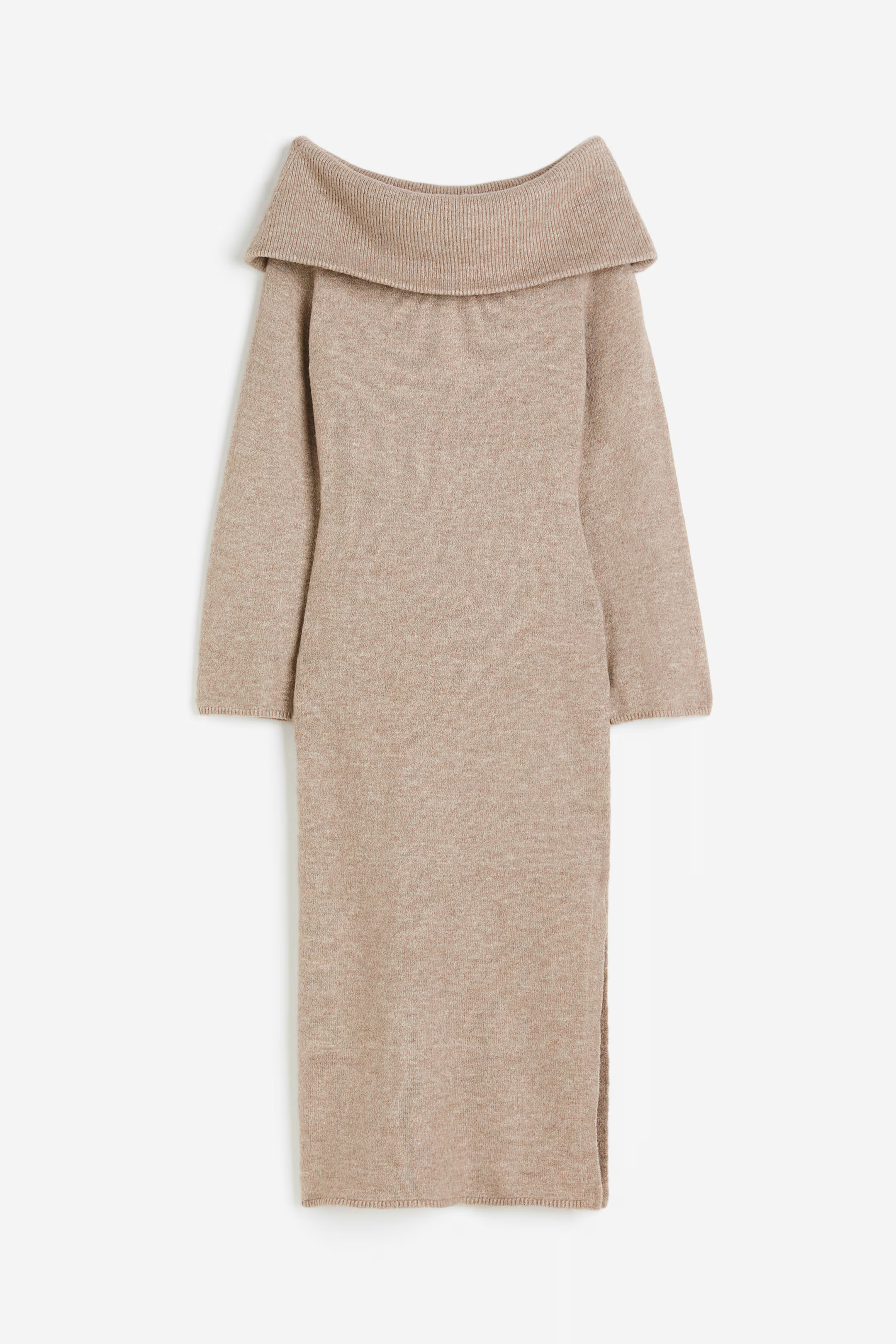 Knit Off-the-shoulder Dress - Beige melange - Ladies | H&M US | H&M (US + CA)