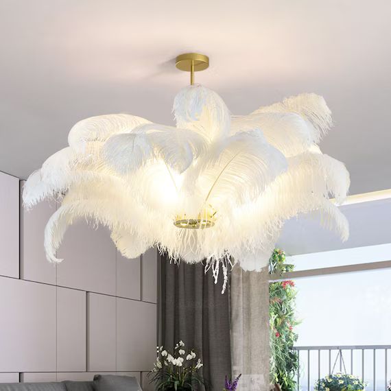 Arturest Modern Home Chandelier Elegant Feather Lamp Girl | Etsy | Etsy (US)