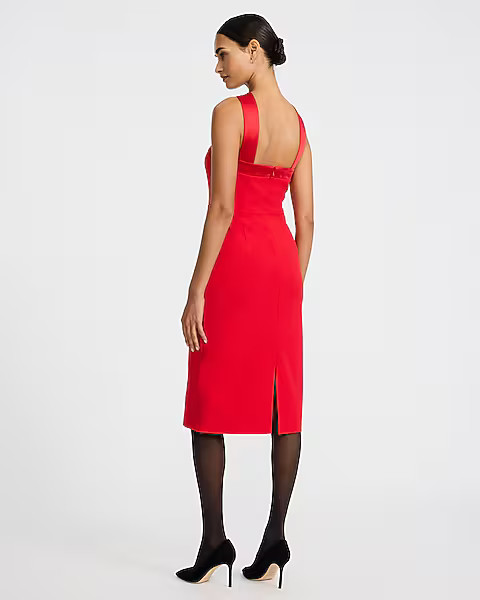 Rosette Bow Halter Neck Sleeveless Midi Dress | Express