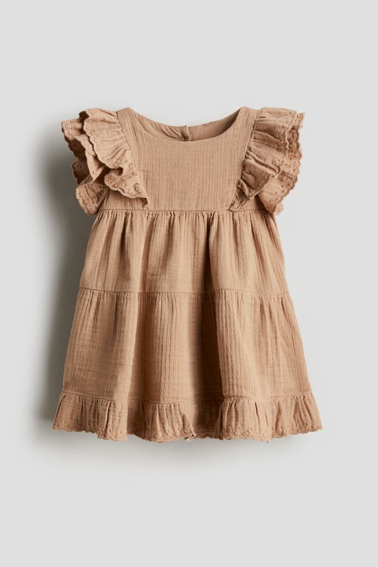 Cotton Muslin Dress - Round Neck - Sleeveless - Beige - Kids | H&M US | H&M (US + CA)