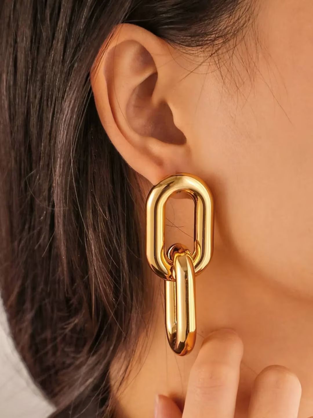 Chunky Gold Link Earrings, Link Drop Earrings, Link Dangle Earrings, Link Earrings, Gold Earrings... | Etsy (US)