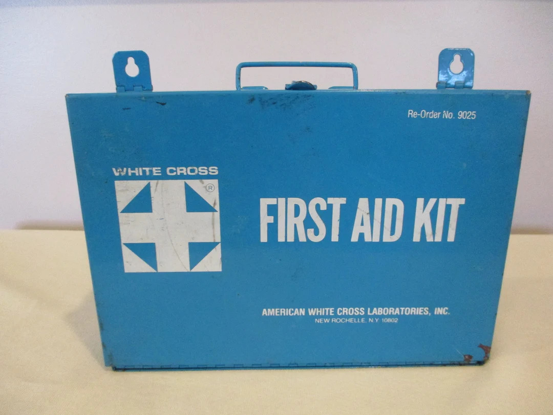 Blue Metal First Aid Box,wall Mount First Aid Box,white Cross First Aid Kit,salvage First Aid Kit... | Etsy (US)