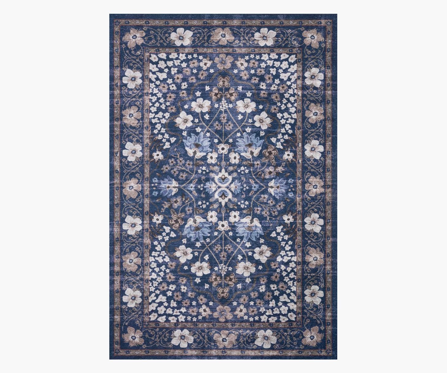 Meadow Navy Printed Rug | Rifle Paper Co.