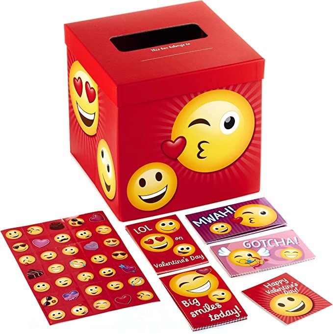 Hallmark Valentines Day Cards for Kids and Mailbox for Classroom Exchange, Emoticons (1 Box, 32 V... | Amazon (US)