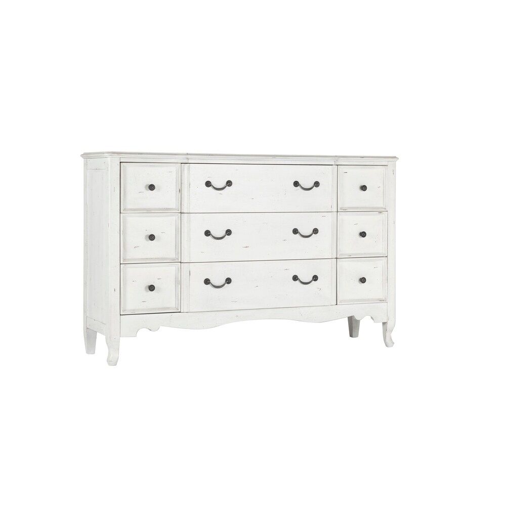 Emerald Home Distressed Antique White and Pewter 9-Drawer Dresser | Bed Bath & Beyond