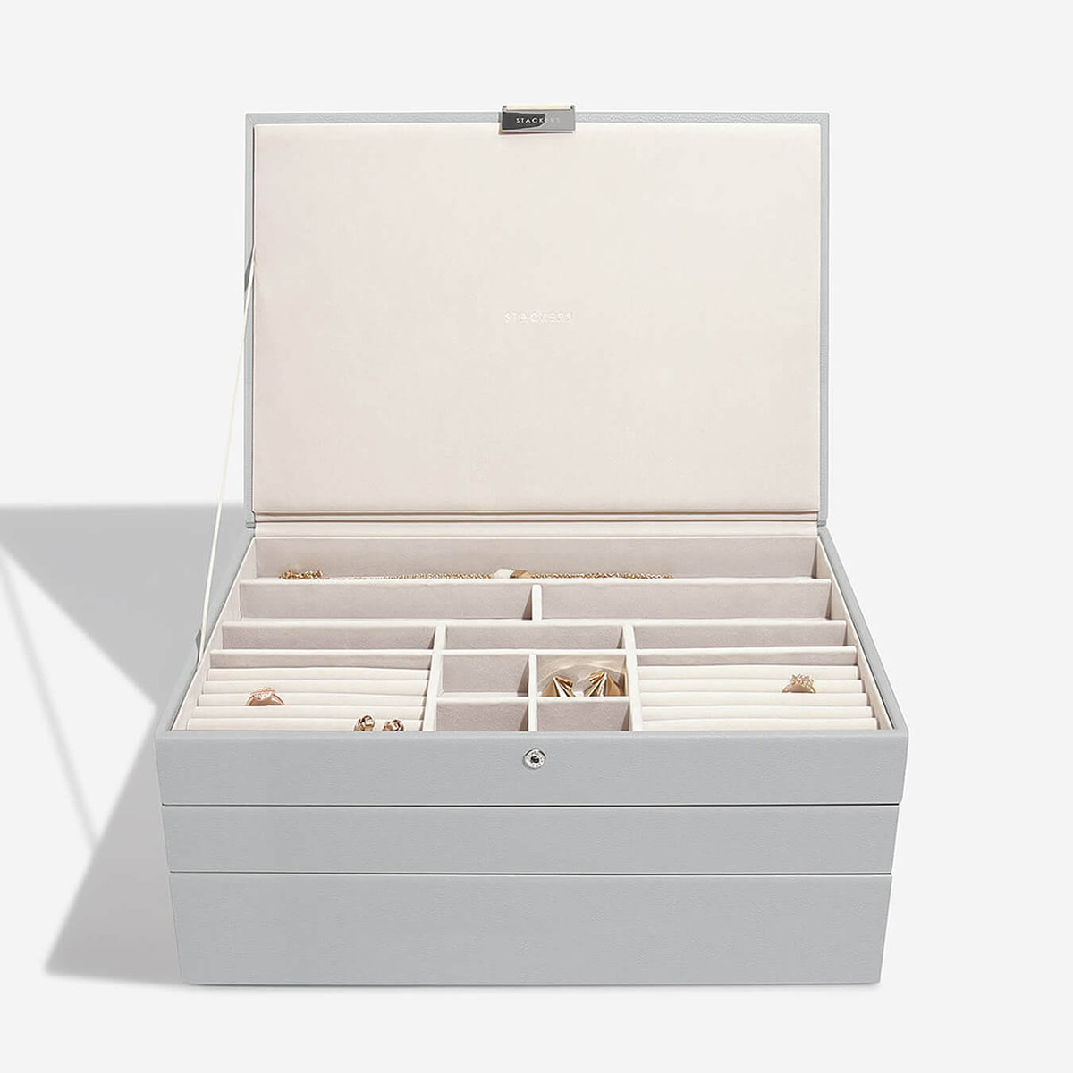 Stackers Supersize Jewelry Box Starter Set Pebble Grey Set of 3 | The Container Store