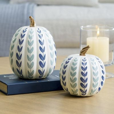 Harvest Blue Vine Pumpkins, Set of Two | Grandin Road | Grandin Road