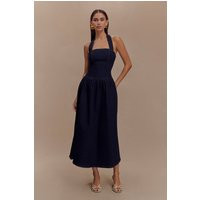 Caroline Denim Halter Midi Dress - Indigo Blue I MESHKI I Size XXS | MESHKI US