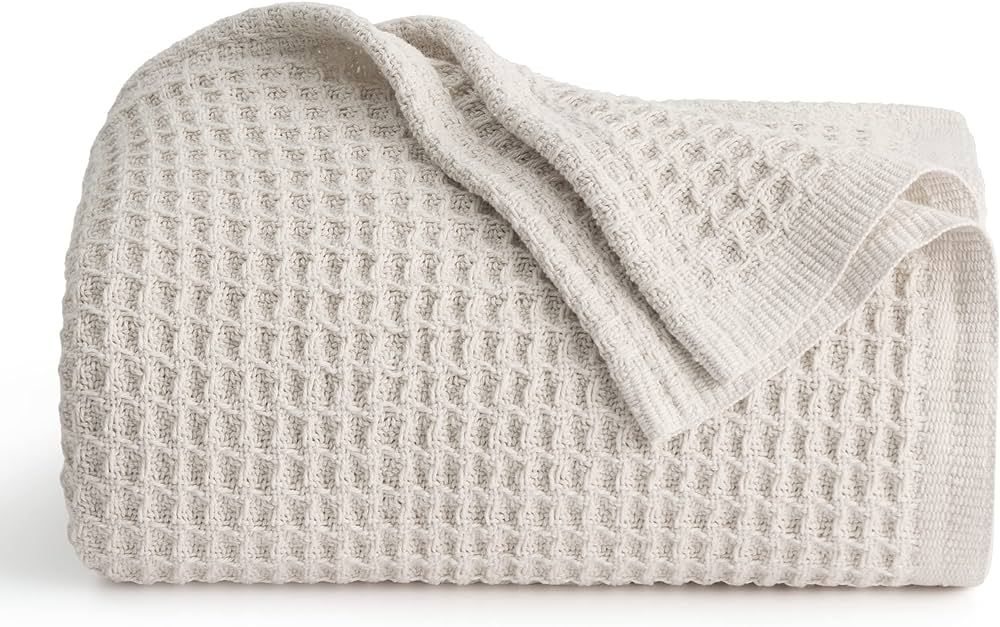 Bedsure 100% Cotton Throw Blankets for Couch - Waffle Weave Blankets for All Seasons, Cozy and So... | Amazon (US)