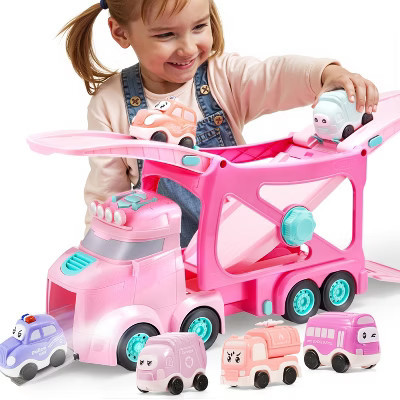 Joyfy Extra Large Transport Car Carrier Truck Toys, 7 in 1 Carrier Truck Cars for Toddlers Girl Toys, Toddler Princess Gifts for Girl 3 4 5 6 Year Old | Target