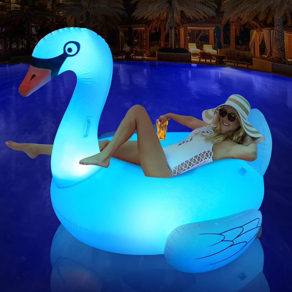 Big Swan Pool Floats Solar Powered Flamingo Pool Floats Adult w/LED Color Changing Lights, 69'' L... | Amazon (US)