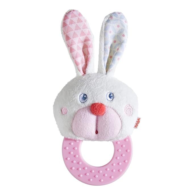 HABA Chomp Champ Bunny Teether - with Crinkle Ears and Plastic Teething Ring for Babies from Birt... | Amazon (US)