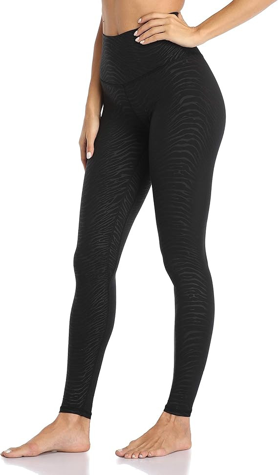 Colorfulkoala Women's High Waisted Embossed Pattern Leggings Full Length Yoga Pants | Amazon (US)
