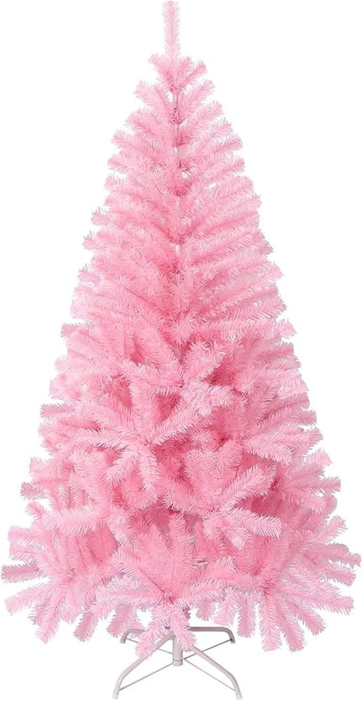 Pink Christmas Tree, 4FT Christmas Tree with Metal Stand, Artificial Pink Tree with 300 Branch Ti... | Amazon (US)