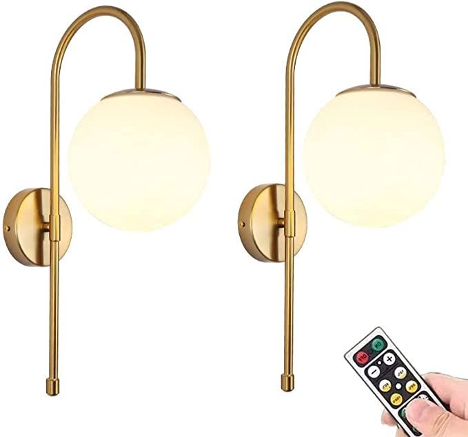 KEFA No Wire Modern Gold Battery Operated Wall Sconce, Industrial Mid Century Bathroom Vanity Wal... | Amazon (US)
