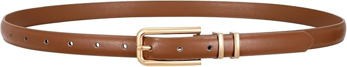 VONMELLI Women Skinny Leather Belt Thin Waist Belt for Women Jeans Dress Fashion Ladies Belt with... | Amazon (US)