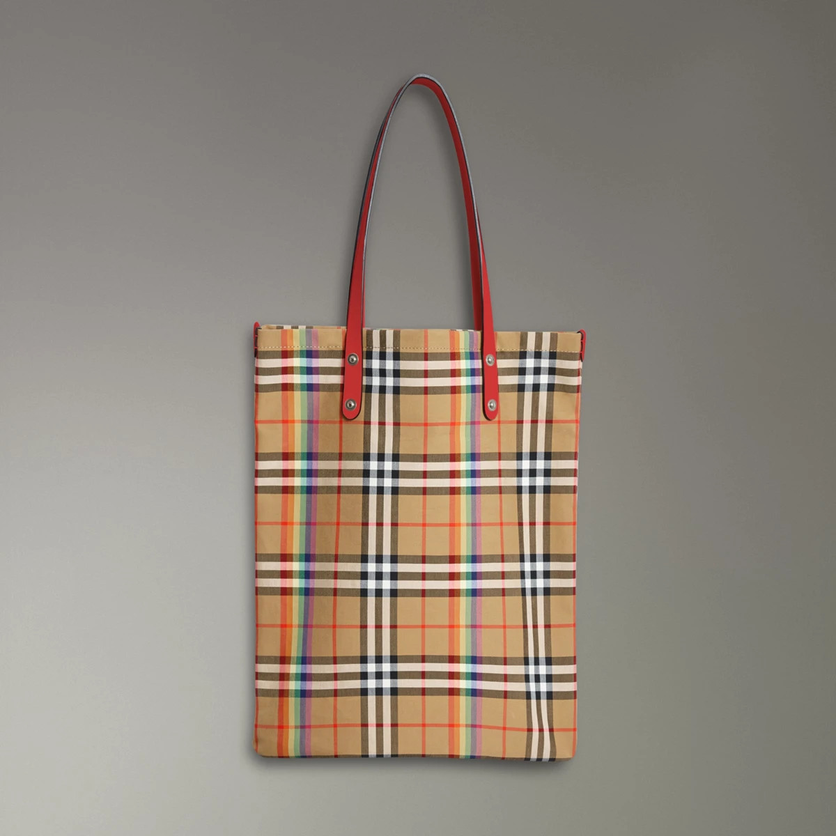 Burberry Large Rainbow Vintage Check Shopper, Orange | Burberry (US)