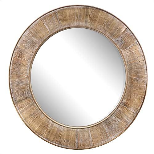 Barnyard Designs 31.5" Round Decorative Wall Hanging Mirror, Large Wooden Circle Frame, Rustic Di... | Amazon (US)