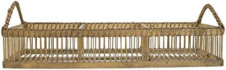 Bloomingville 16.25" L Divided Bamboo 3 Compartments & Handles Napkin Tray, Beige | Amazon (US)