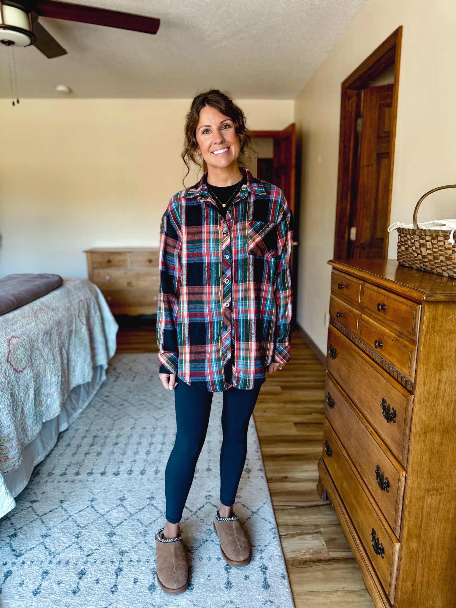 Wearing size small in my tee, small in my flannel and xs in my leggings (so comfy). My slipper clogs are kids’ size but I also linked the women’s version  

#LTKFindsUnder100 #LTKSeasonal #LTKPetite