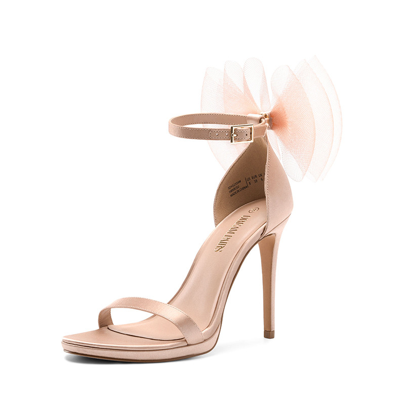 Silky Bow Ankle Strap High Stiletto Heel Sandals | Dream Pairs