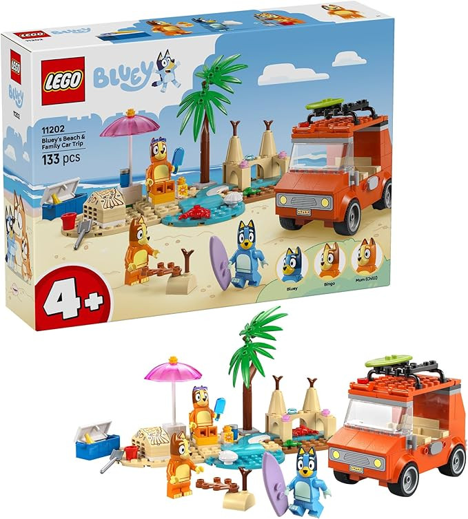 LEGO Bluey: Bluey’s Beach & Family Car Trip - Toddler Learning Toy for Kids 4+ - Includes Bluey... | Amazon (US)