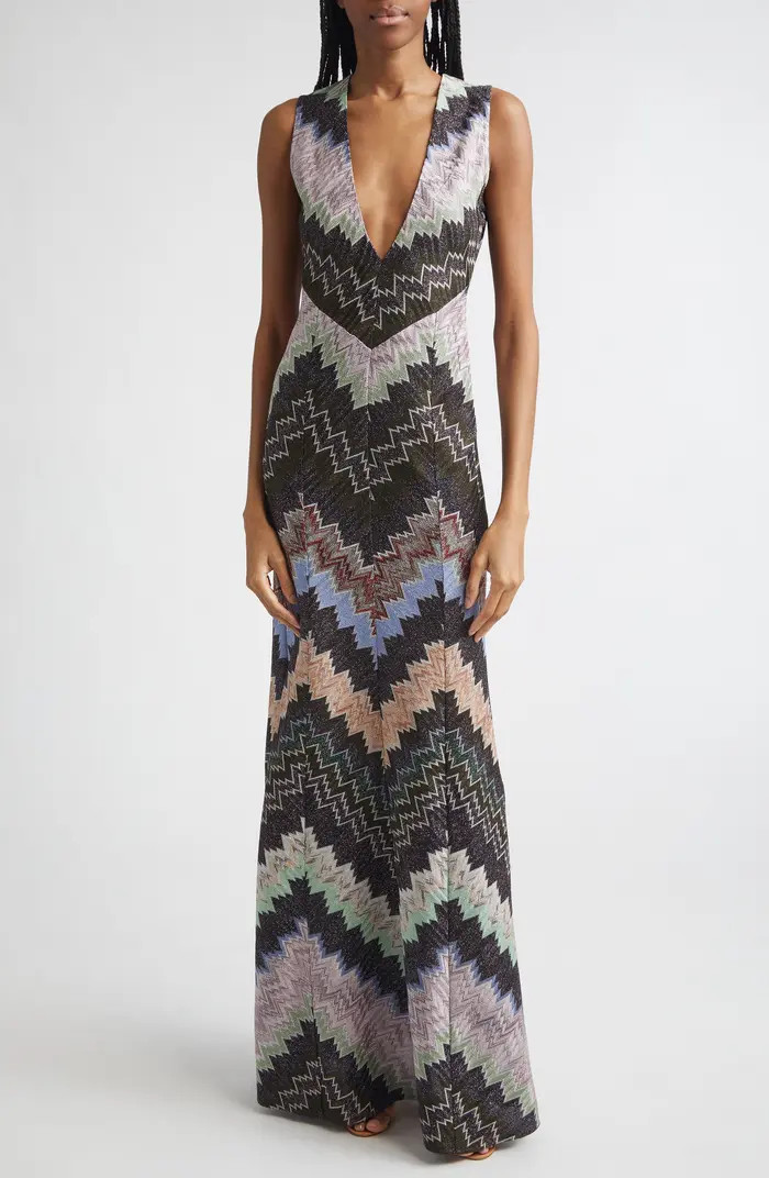 Metallic Zigzag Raschel Knit Dress | Nordstrom