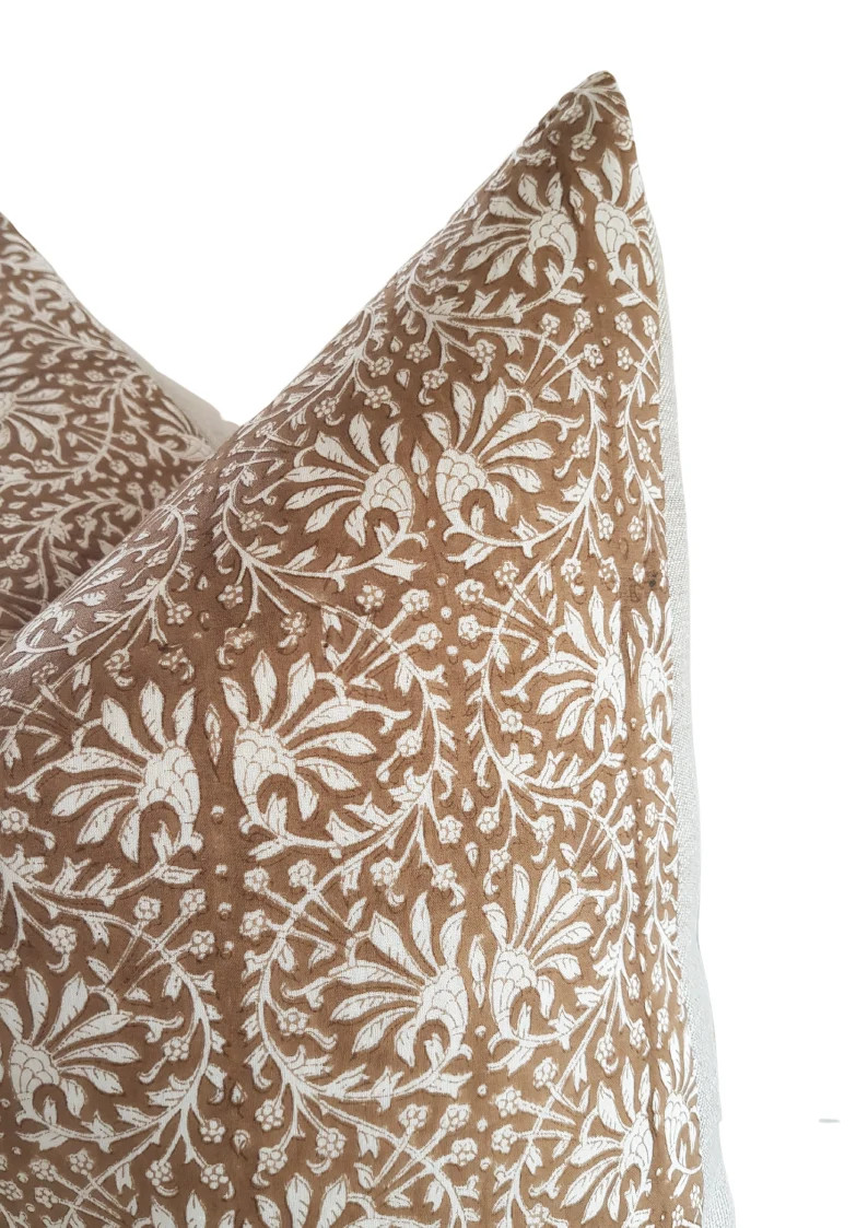 Brown Block Print Cushion Cover Boho Indian Pillow Linen | Etsy | Etsy (UK)