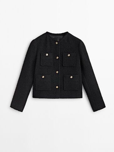 Textured cropped jacket with four … curated on LTK