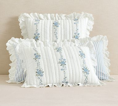 LoveShackFancy Rosette Embroidered Quilted Sham | Pottery Barn (US)