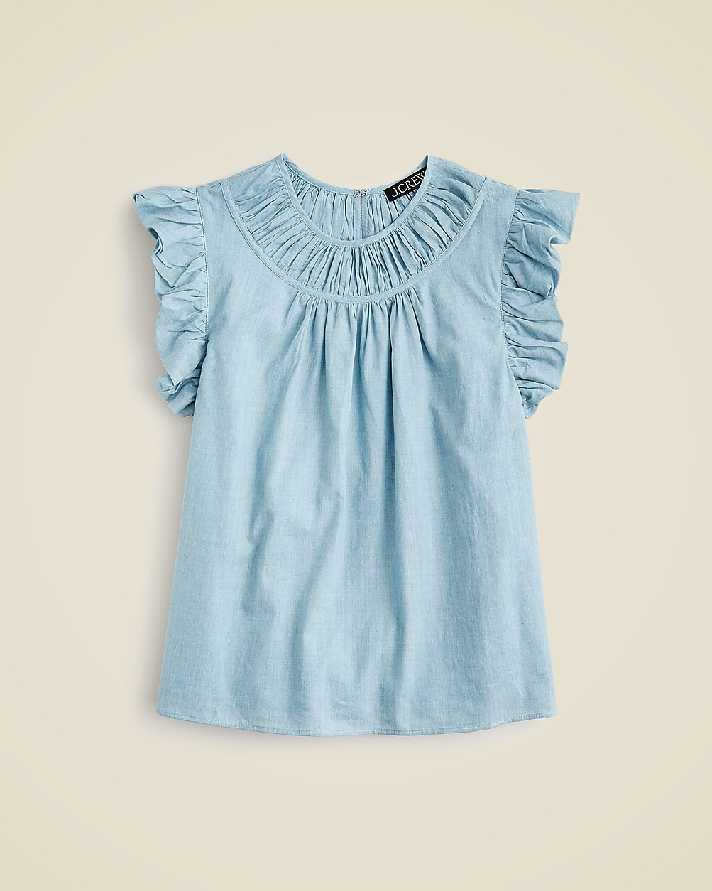 Gathered ruffle-sleeve top in cotton voile | J. Crew US