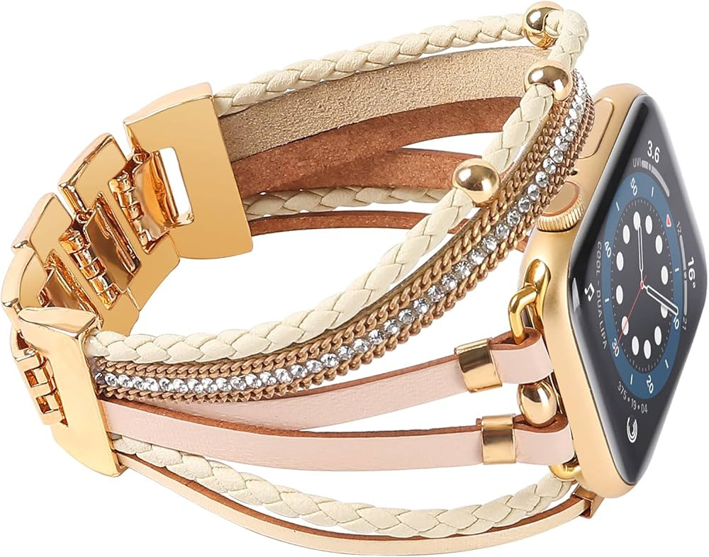 WONMILLE Posh Leather Bands Compatible With Apple Watch 41mm 40mm 38mm 45mm 44mm 42mm 49mm Women,... | Amazon (US)