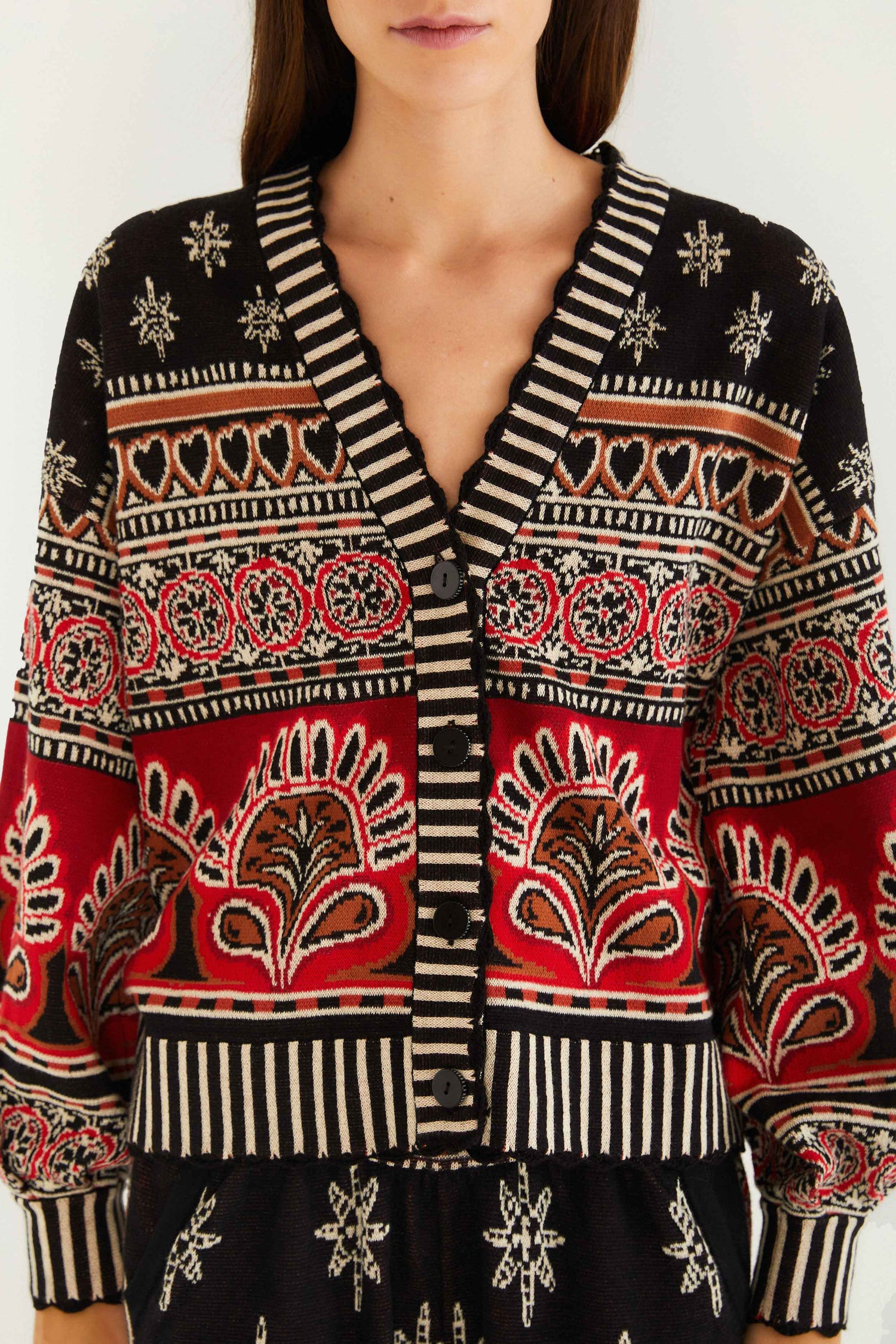 Black Ainika Love Coconut Groove Knit Cardigan | FARM Rio | FarmRio (US)