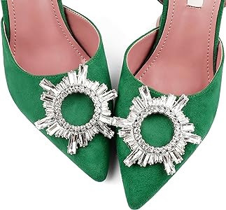 Zzheels Women's High Heel Crystal Slingback Pumps Pointed Toe Strappy Sandals for Party Dating | Amazon (US)