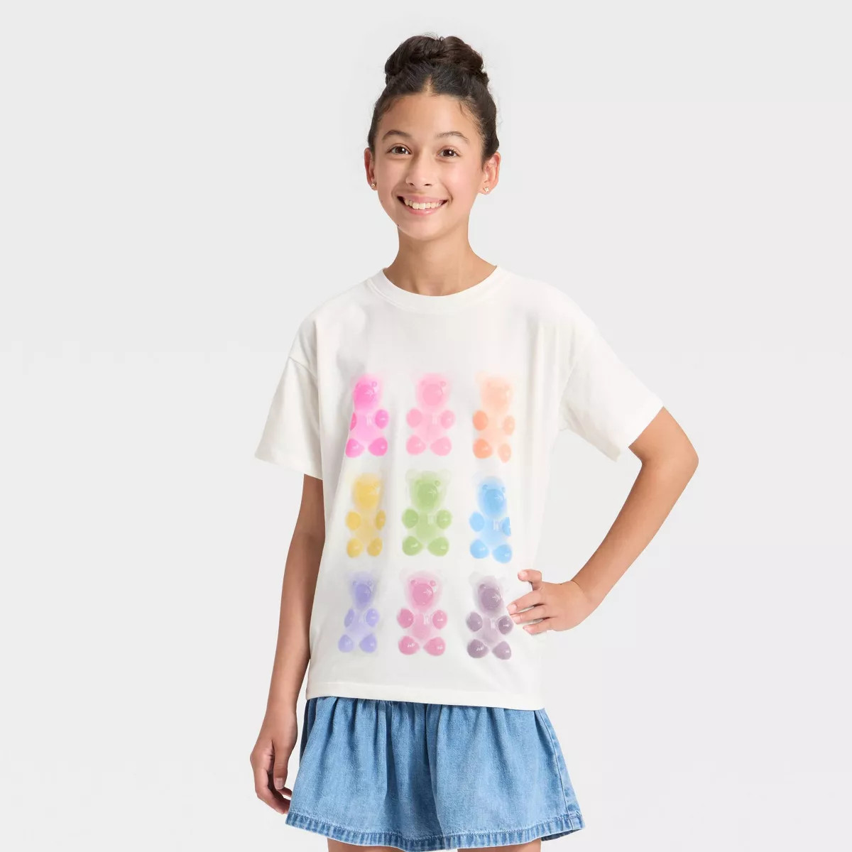 Girls' Short Sleeve Oversized Gummy Bears Graphic T-Shirt - Cat & Jack™ Cream | Target