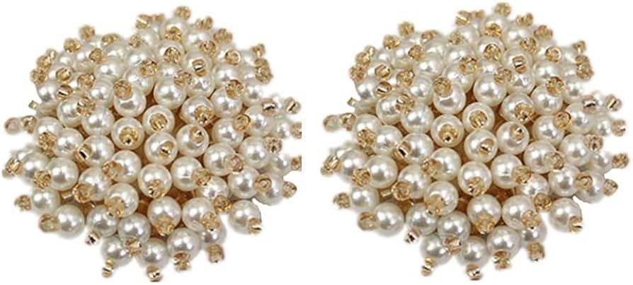 Ivory Pearl Gold Tone Rhinestone Crystal Wedding Bridal Shoe Clips Pair | Amazon (US)