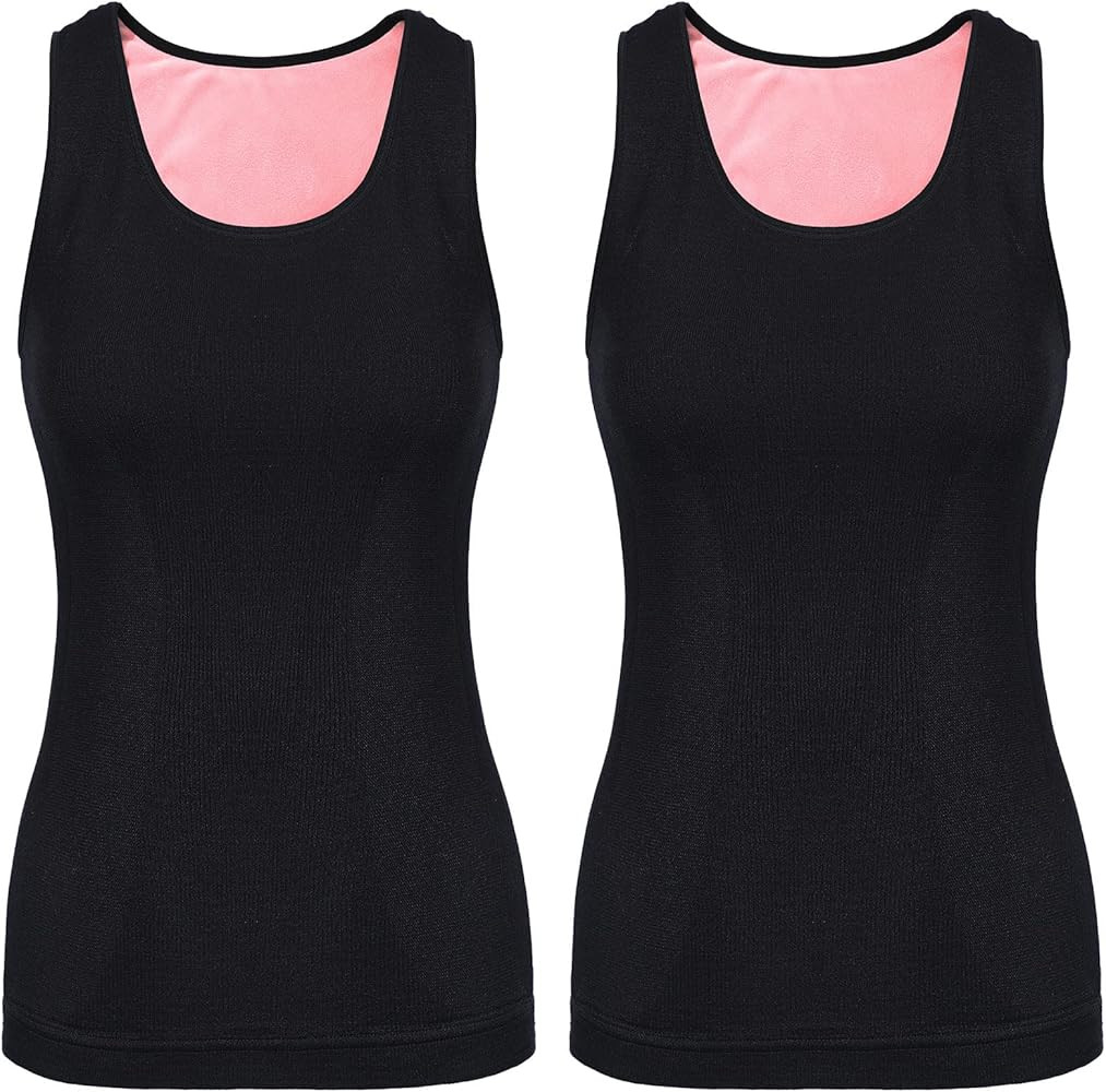 2 Pcs Womens Fleece Lined Underwear Tops Cami Tank Top Vest Sleeveless Cotton Thermal Shirts for ... | Amazon (US)