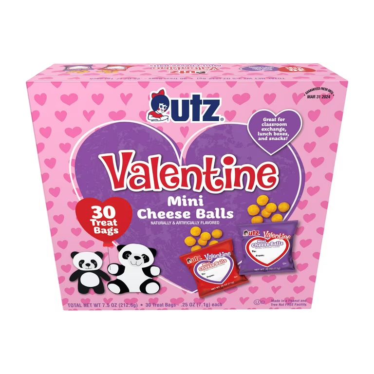 Utz Valentine Mini Cheese Ball Treats, 0.25 oz, 30 Count | Walmart (US)