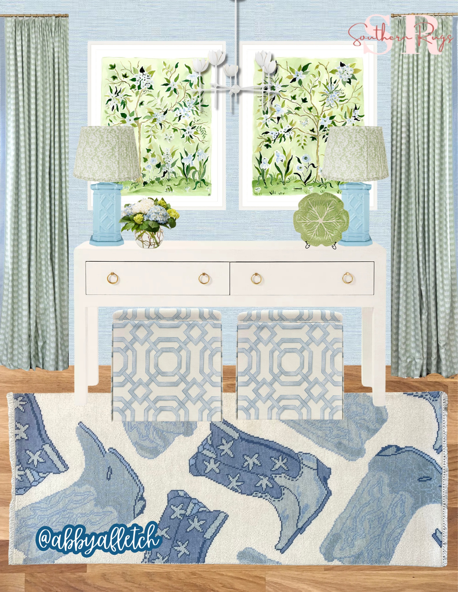 blue and green entry way featuring “cowboy” runner from @southernrugstx 🩵💚




#LTKHome