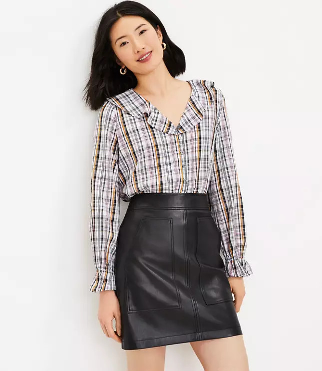 Petite Faux Leather Pocket Shift Skirt | LOFT