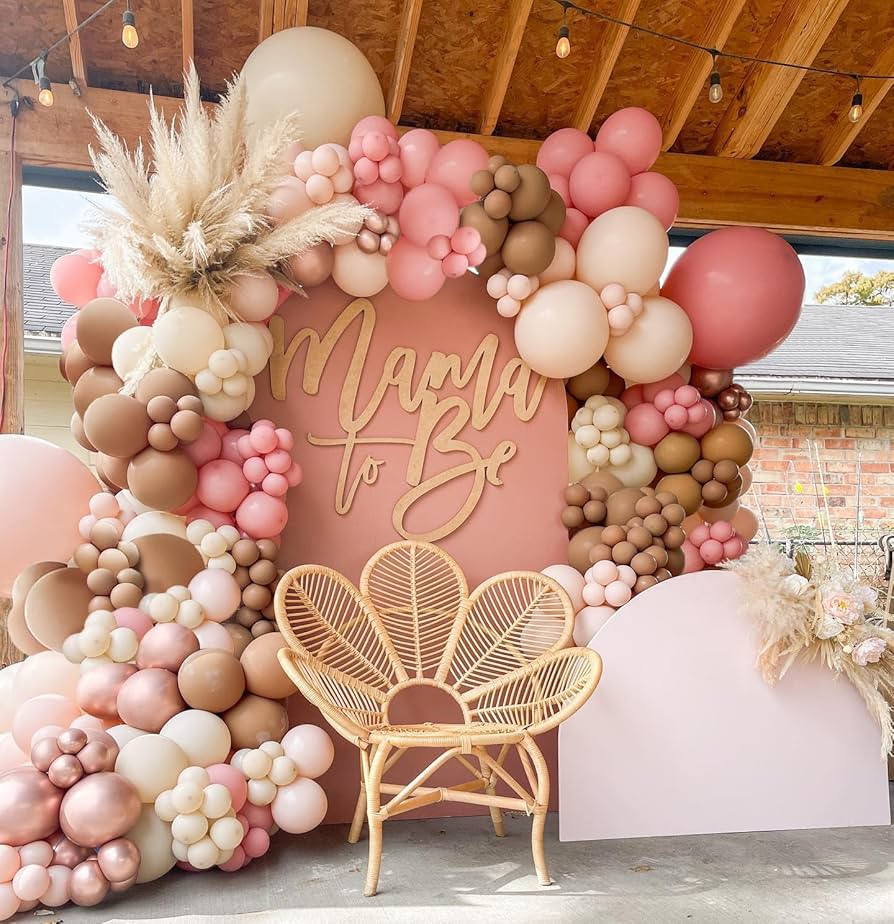 Boho Balloon Garland Arch Kit With Pink Chocolate Coloured Ivory White Metallic Rose Gold Balloon... | Amazon (US)