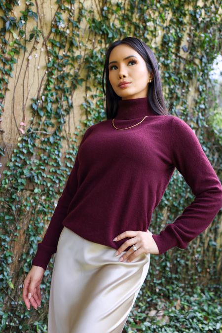 Cashmere turtleneck with a silk skirt! Perfect fall 2022 outfit inspo 

#LTKfit #LTKstyletip #LTKSeasonal