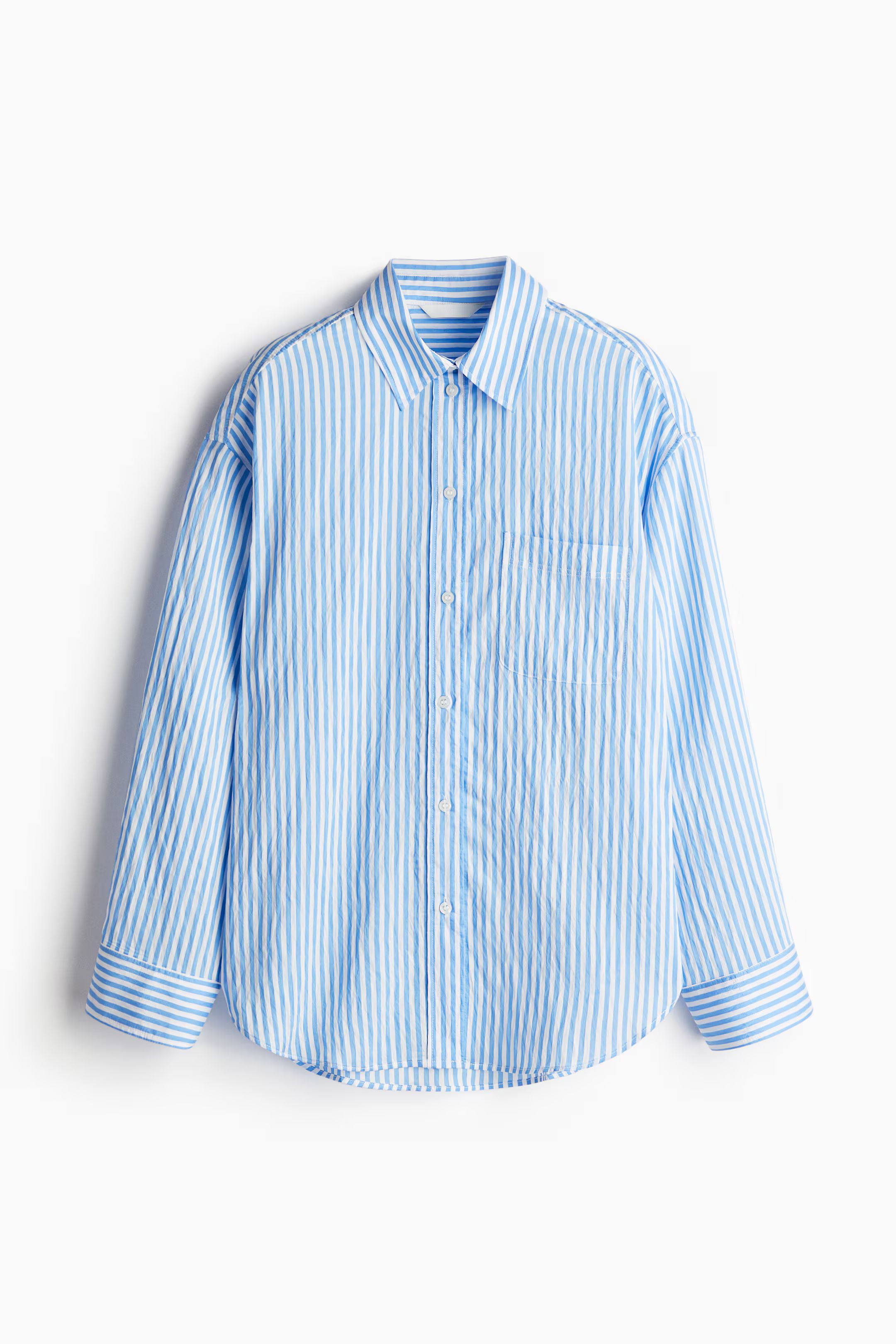 Oversized shirt - Long sleeve - Long - Blue/White striped - Ladies | H&M GB | H&M (UK, MY, IN, SG, PH, TW, HK)