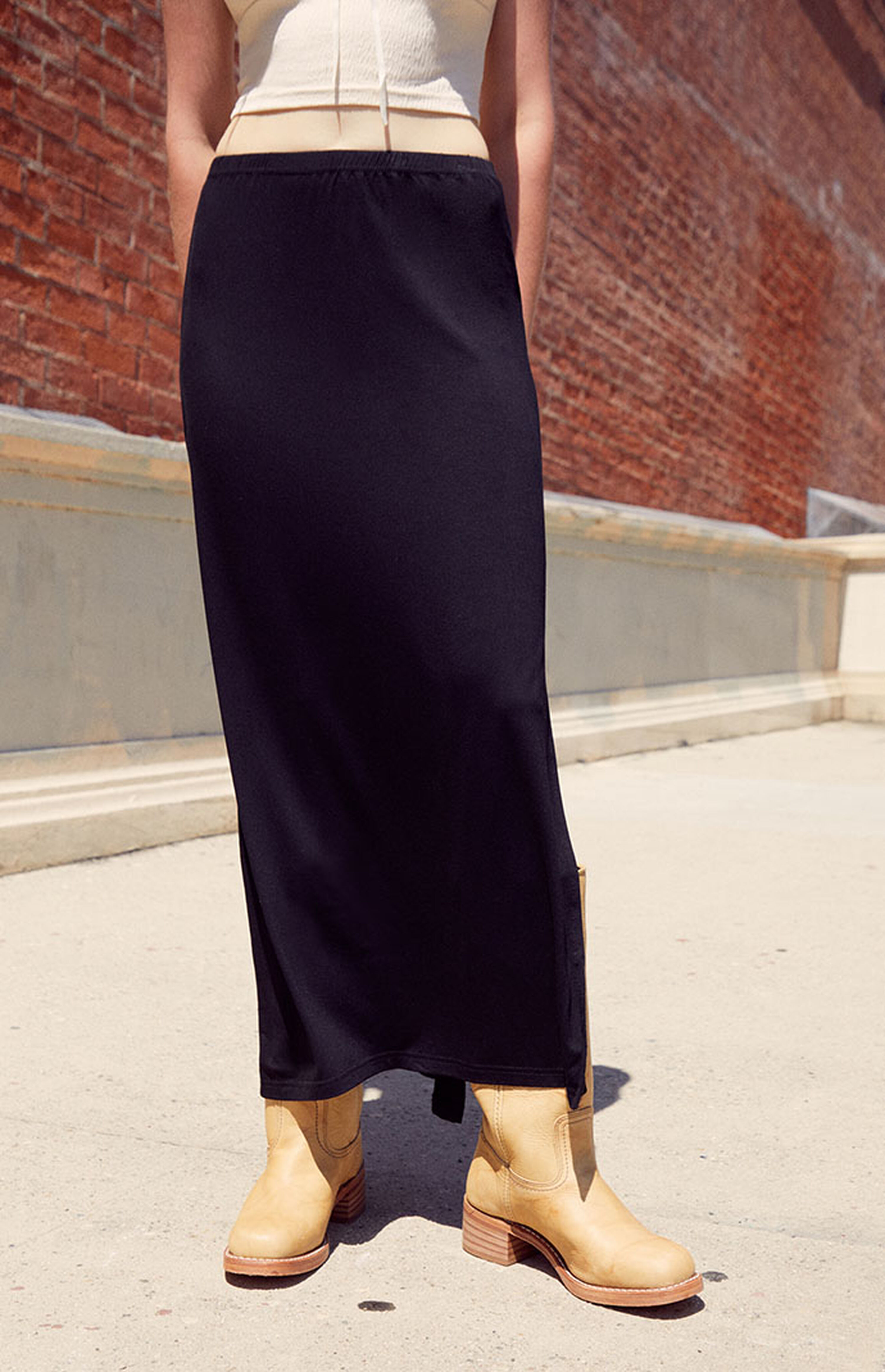 John Galt Black Slit Maxi Skirt | PacSun