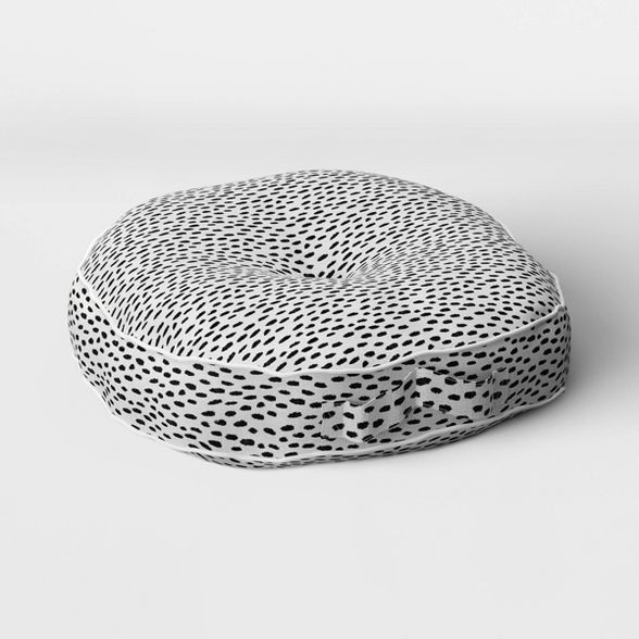 Woven Rounded Outdoor Floor Cushion DuraSeason Fabric™ Black - Opalhouse™ | Target